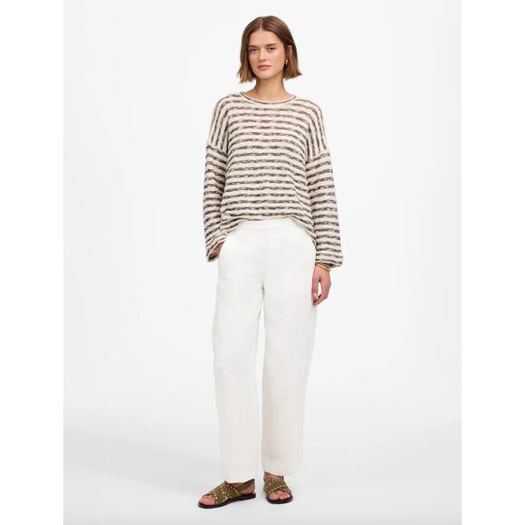 Madewell Pull On Barrel Pants 100% Linen Pockets Salt White Ankle Small NWT - Picture 1 of 16